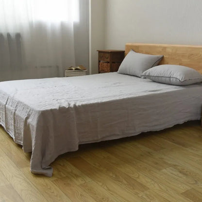 Drap plat en lin gris pale confortable