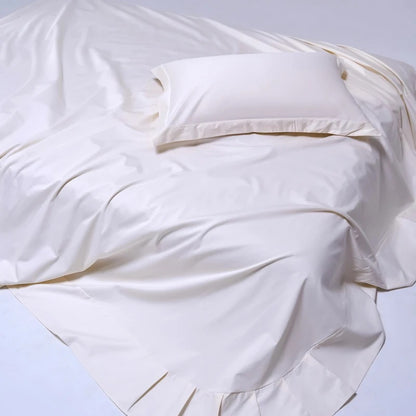Drap satin blanc ivoire lit