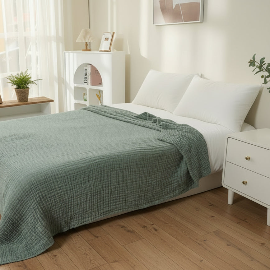 Draps en gaze de coton sauge