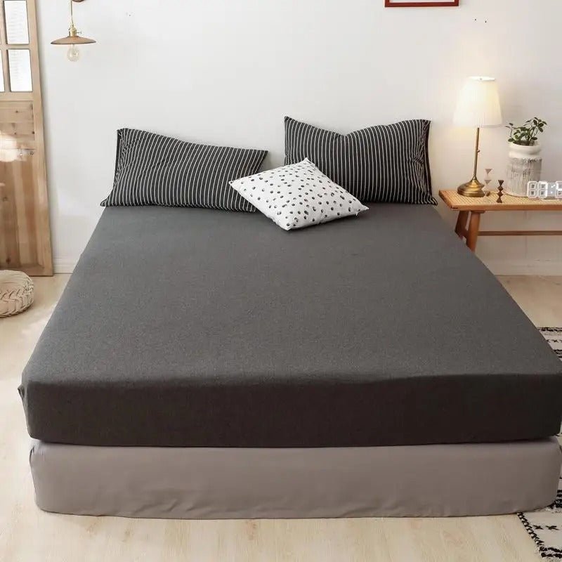 Draps housse en jersey gris foncé