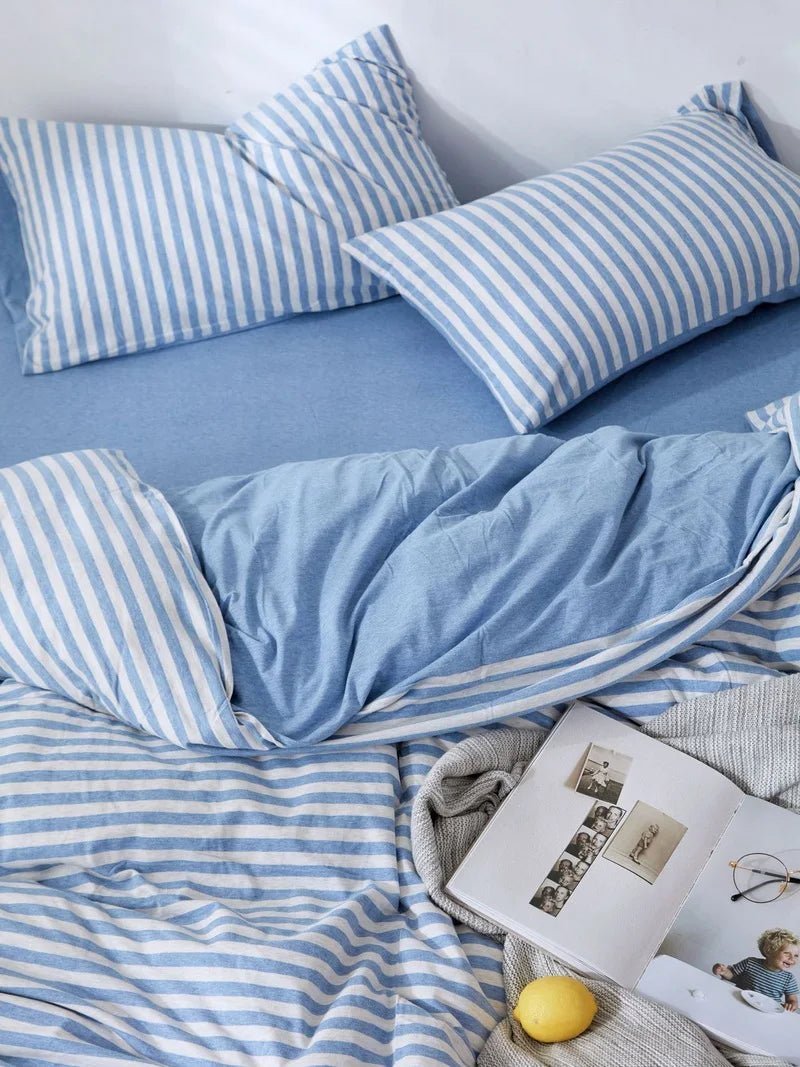 Draps housses jersey confortable bleu