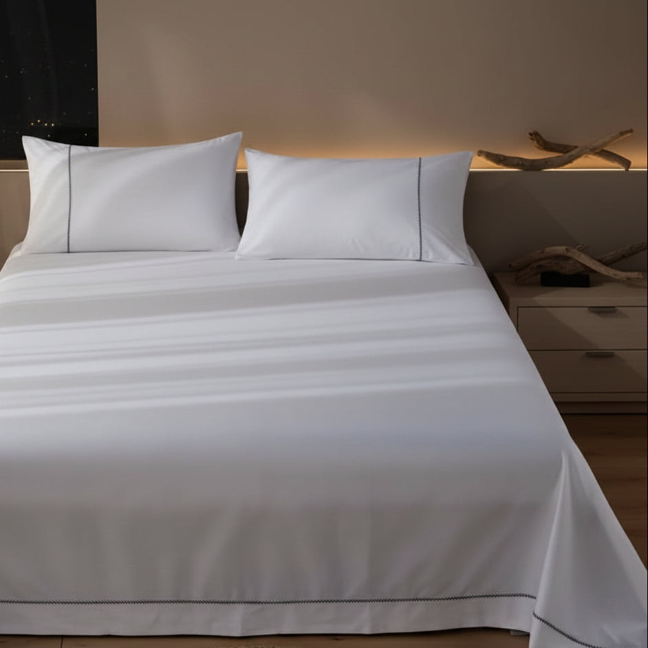 Draps plats blanc zoom