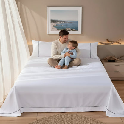 Draps plats blanc papa et fils