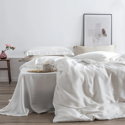 Housse couette satin de coton blanc confortable