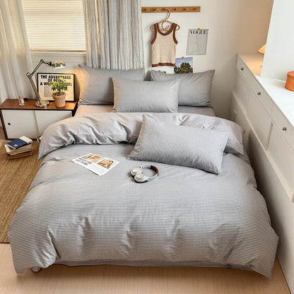 Housse de couette 140x200 bleue rayée