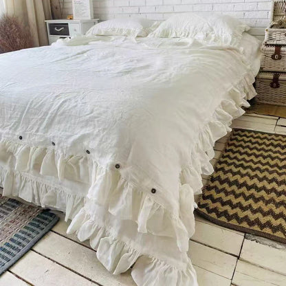 Housse de couette 200x200 blanc romantique