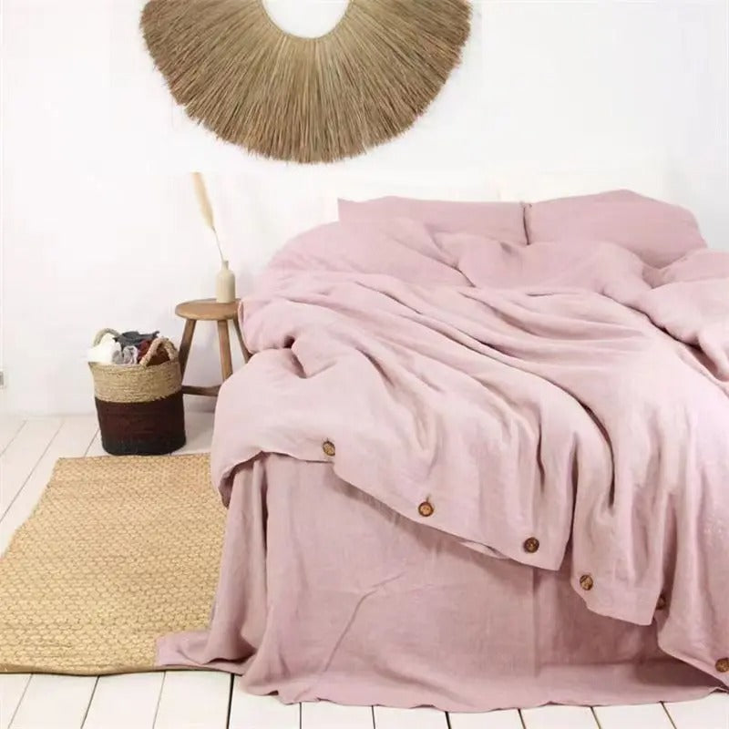 Housse de couette 260x240 lin rose confortable