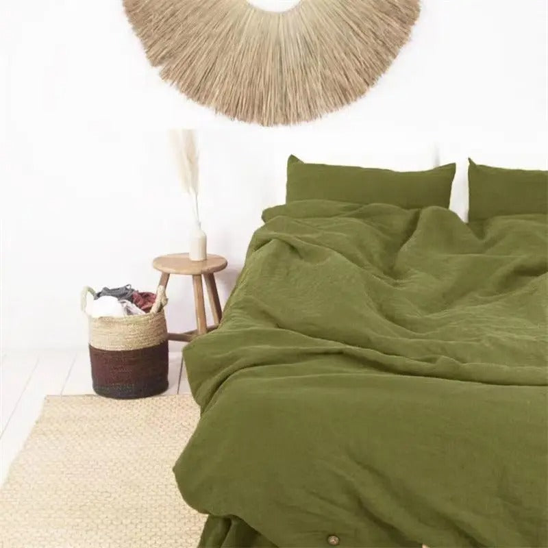 Housse de couette 260x240 lin verte moderne