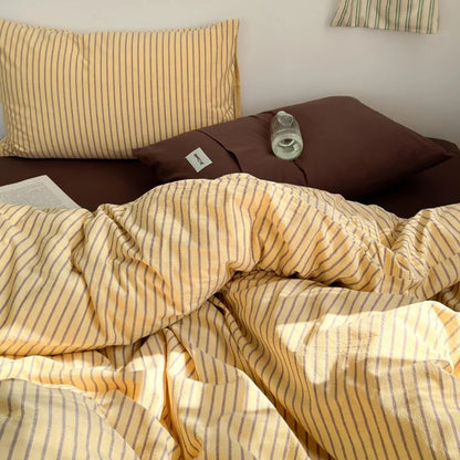 Housse de couette en 220x240 jaune et brune en jersey