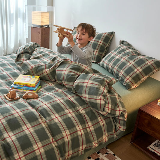 Housse de couette en coton verte garcon