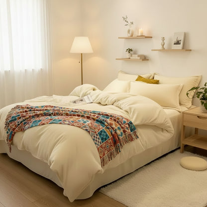 Housse de couette en flanelle beige