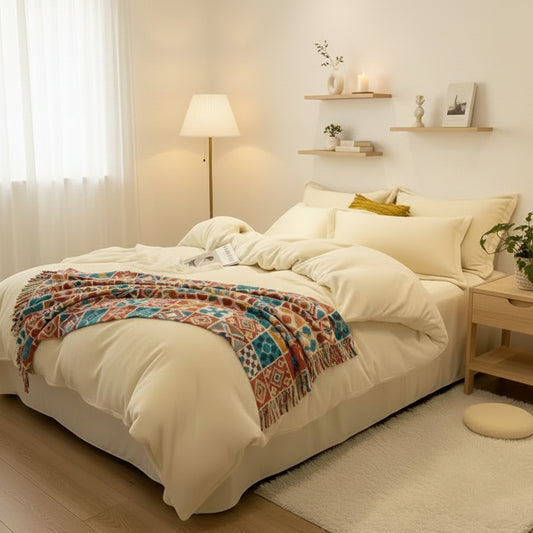 Housse de couette en flanelle beige