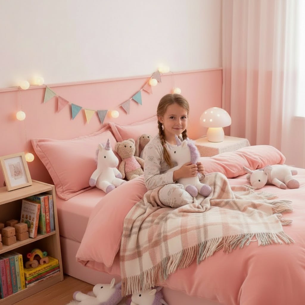 Housse de couette en flanelle rose fillette