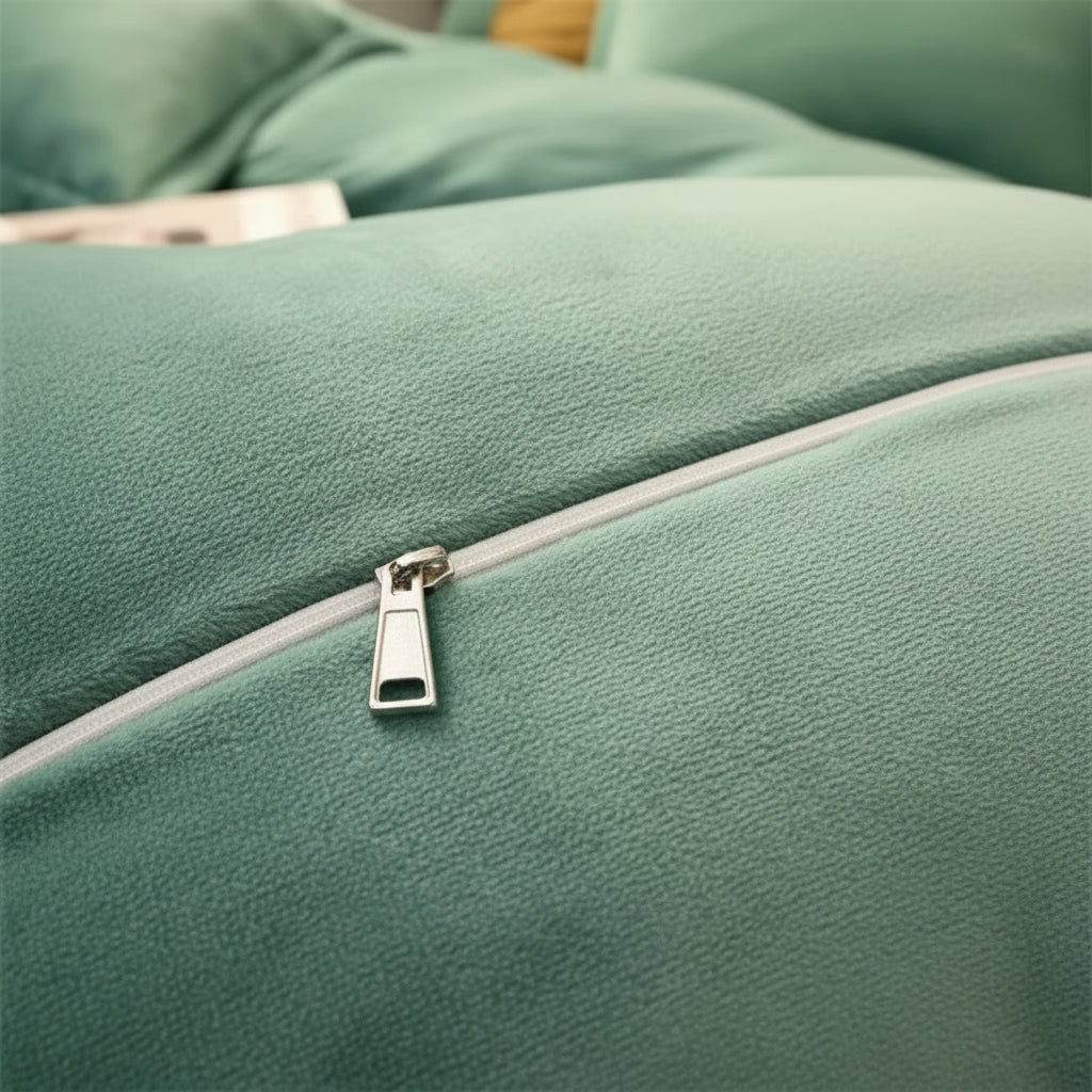 Housse de couette en flanelle turquoise zipper