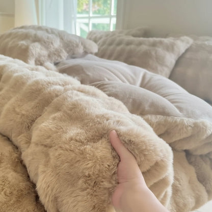 Housse de couette en polaire brune