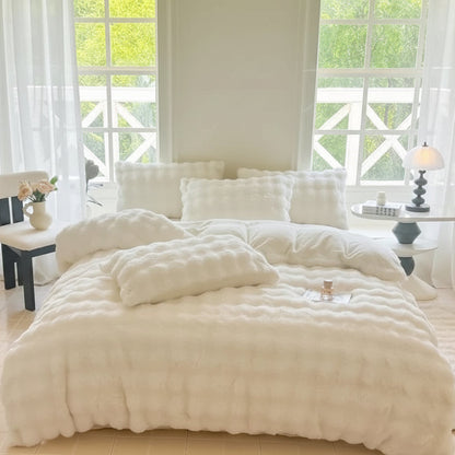 Housse de couette en polaire blanche chambre