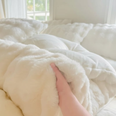 Housse de couette en polaire blanche douce