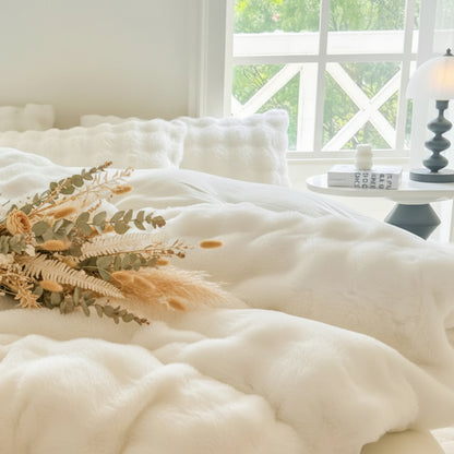 Housse de couette en polaire blanche zoom