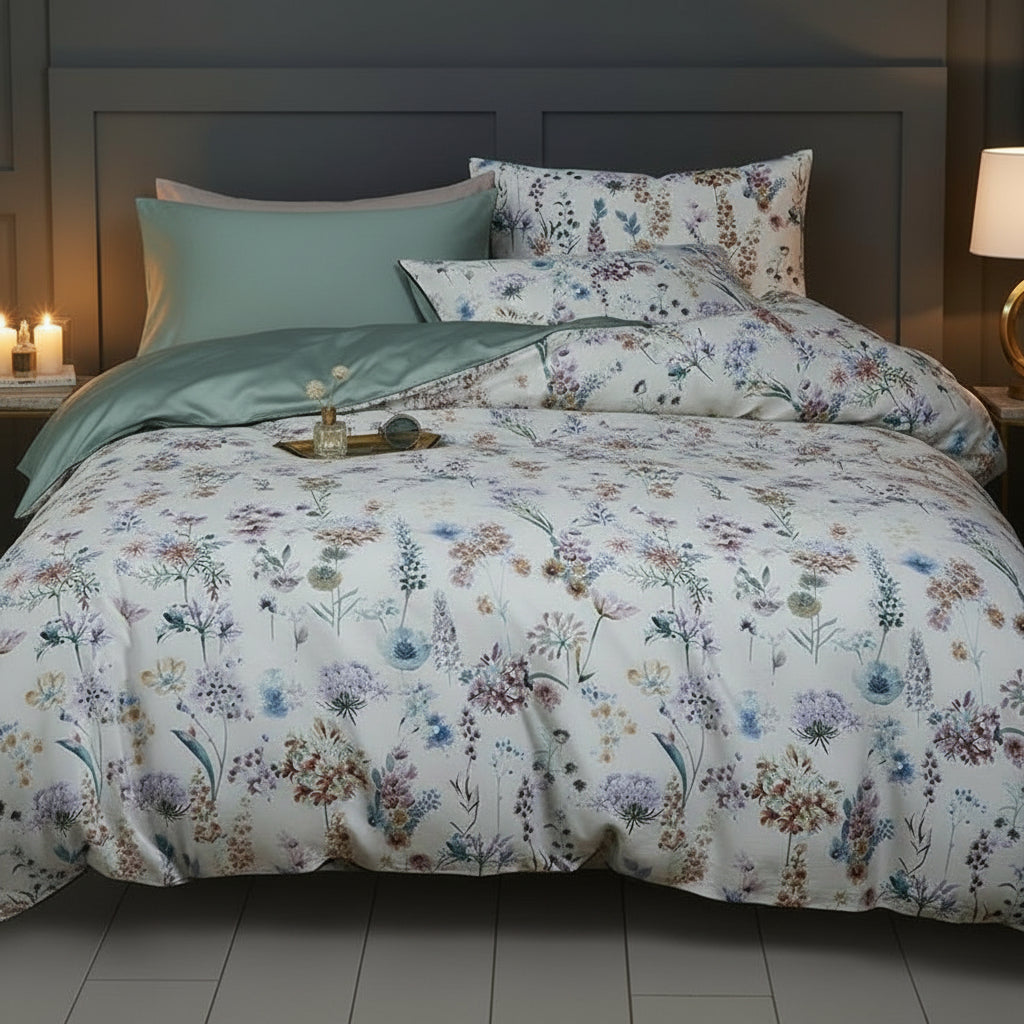 Housse de couette en satin de coton vue de soir