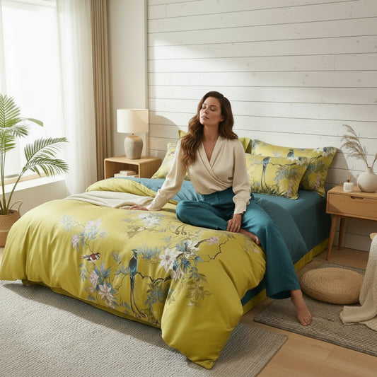 Housse de couette en satin de coton femme