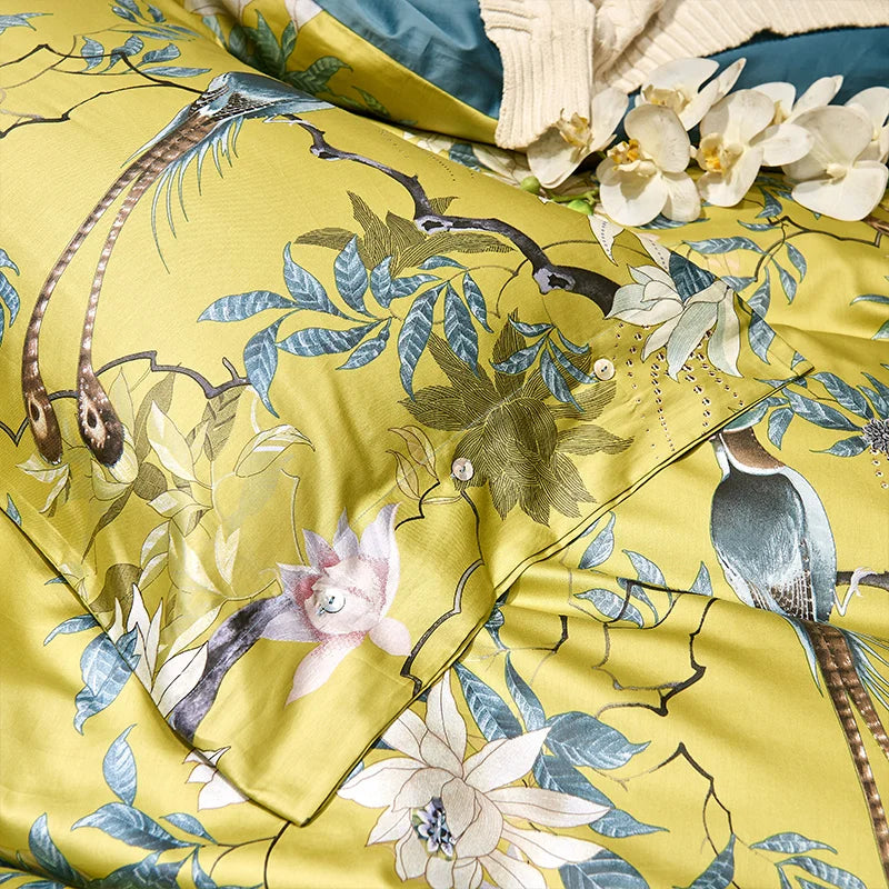 Housse de couette en satin de coton | Évasion tropicale & confort luxueux