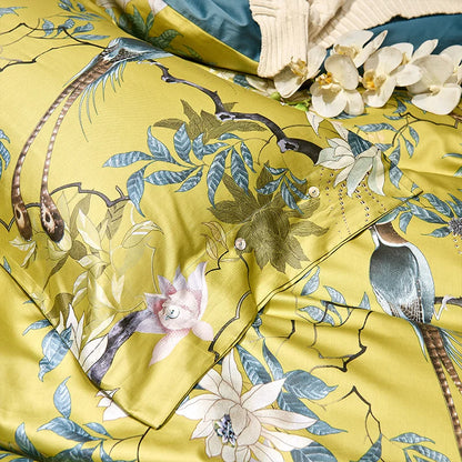 Housse de couette en satin de coton | Évasion tropicale & confort luxueux