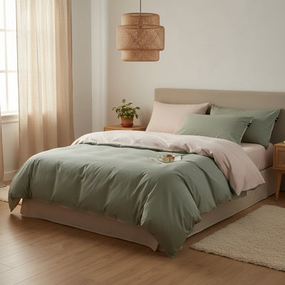 Housse de couette flanelle de couleur sauge