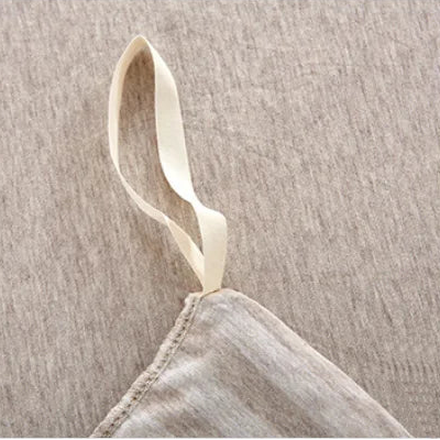 Housse de couette jersey en coton beige avec attache