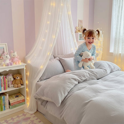 Housse de couette polaire gris clair avec filette