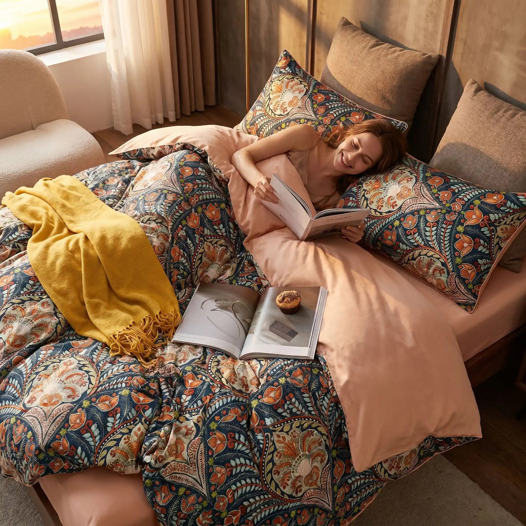 Housse de couette satin de coton lecture