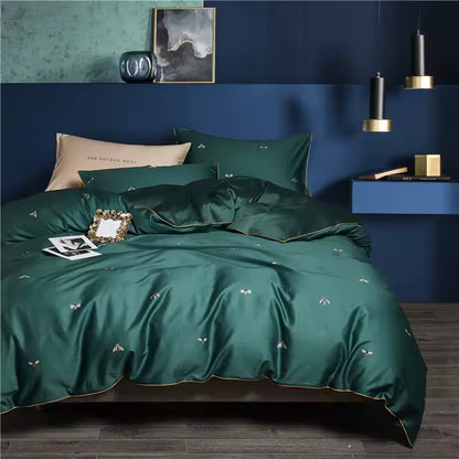 Housse de couette satin de coton verte