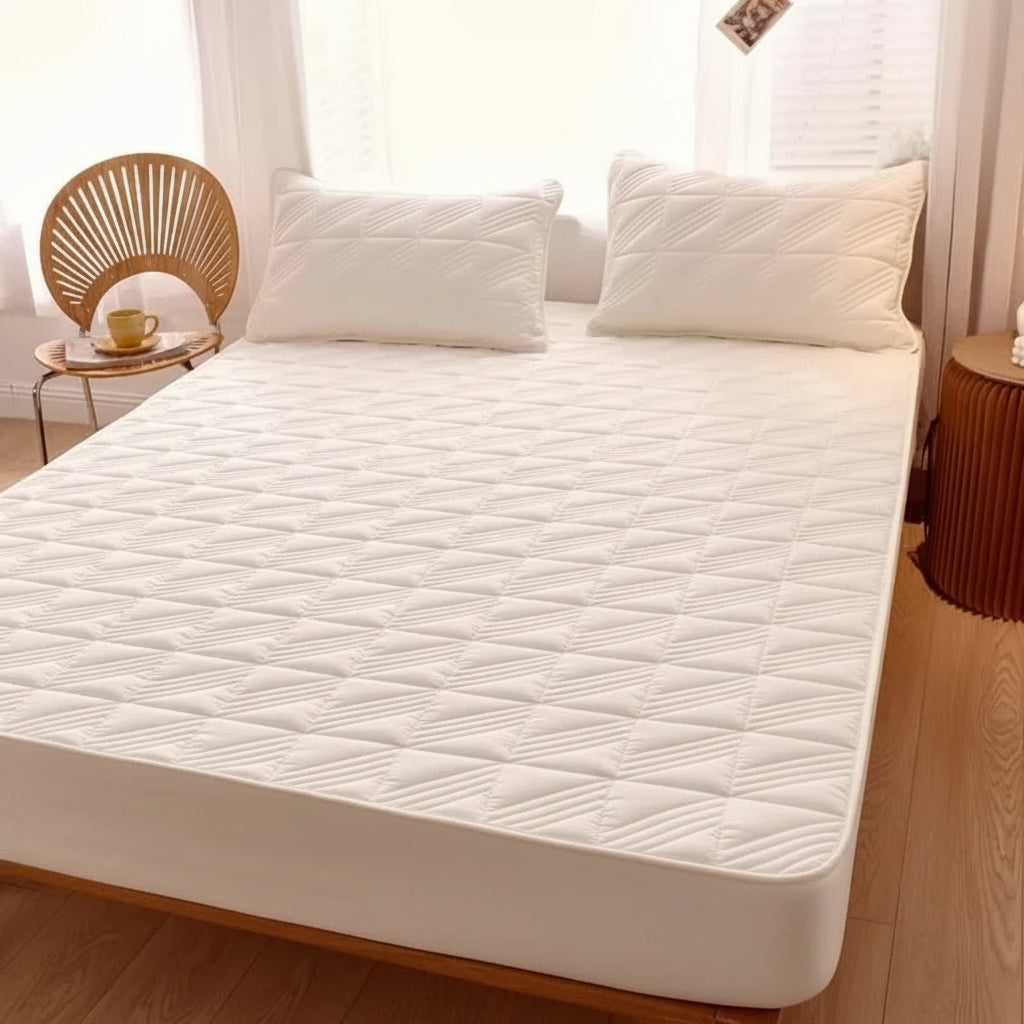 Housse de matelas de couleur beige