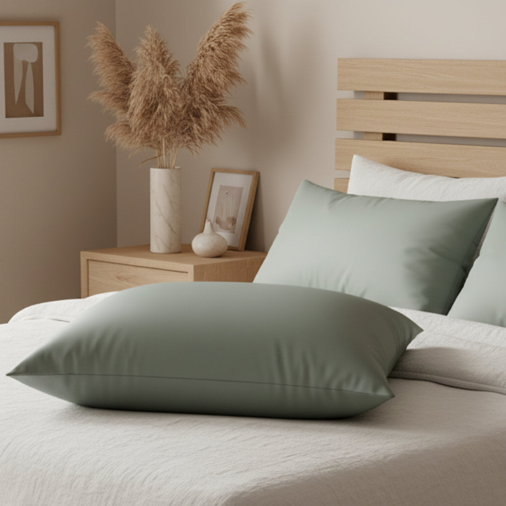 Housse pour oreiller vert grise