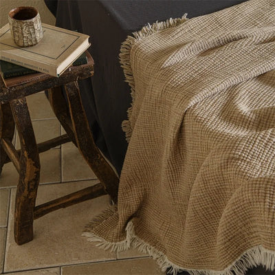 Plaid en lin respirant beige