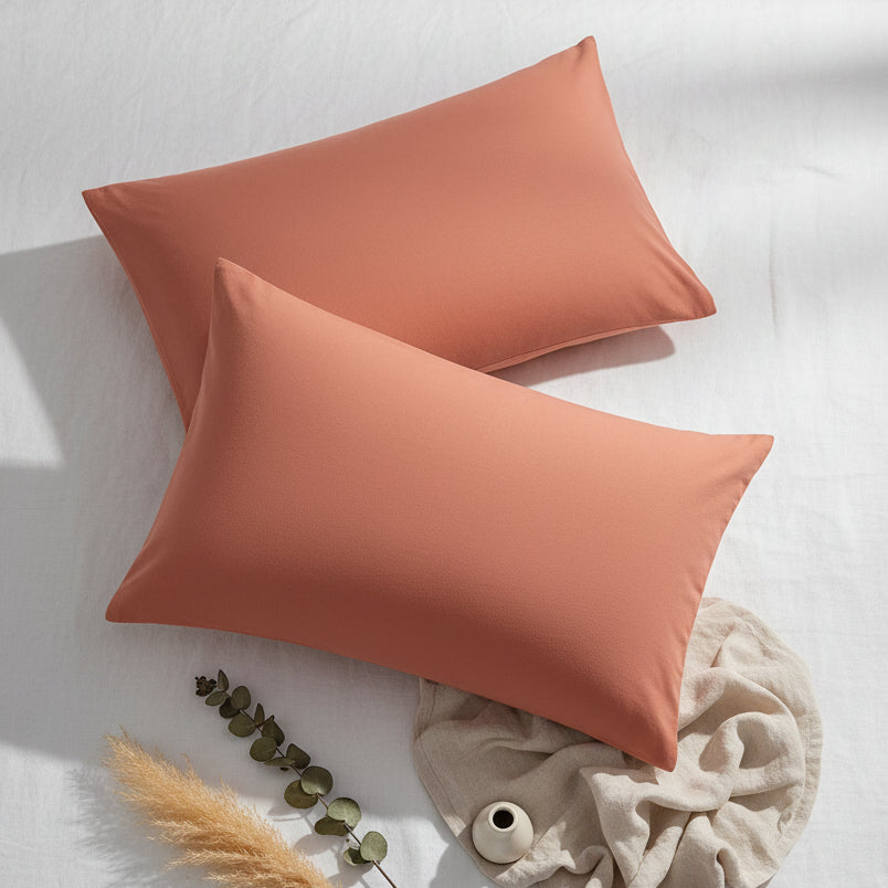 taie d'oreiller de couleur corail