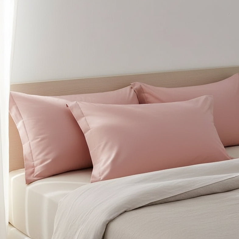 Taie d'oreiller en satin rose corail